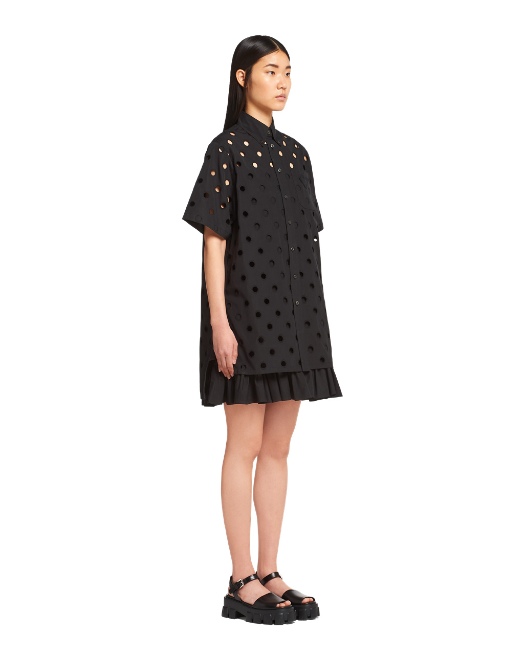 Prada Eyelet Encaje Poplin Minidress Negras | 91753-YDEN