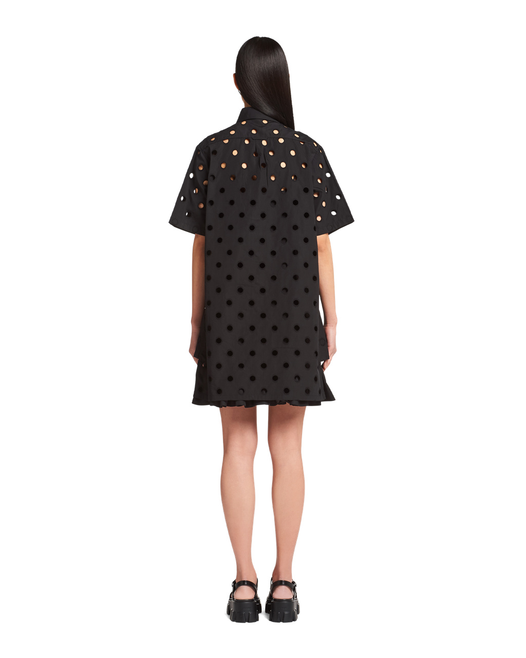 Prada Eyelet Encaje Poplin Minidress Negras | 91753-YDEN