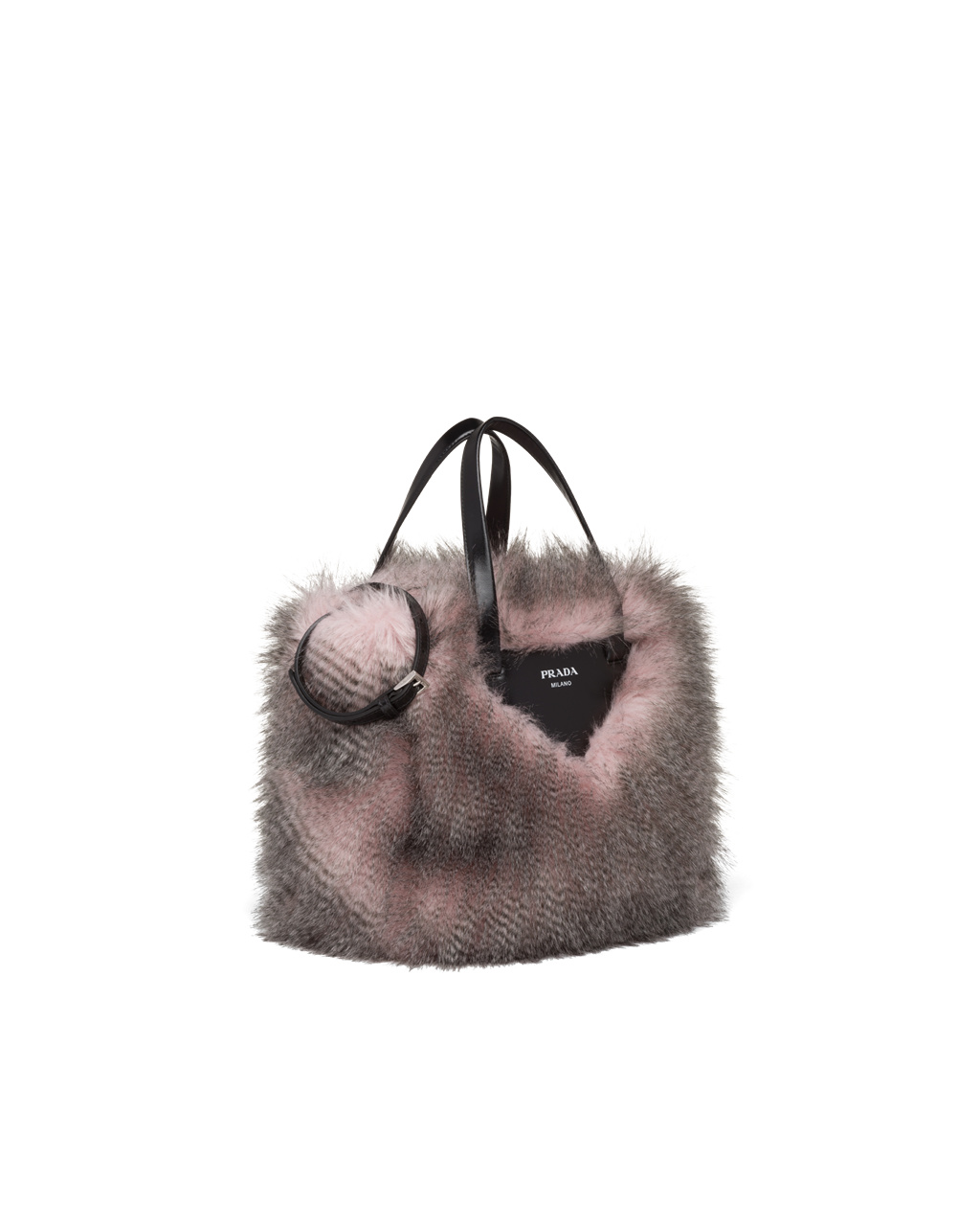 Prada Faux Fur Fabric Tote Bag Blancas Negras | 83146-RIKE