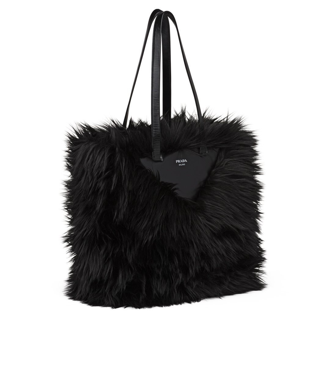 Prada Faux Fur Fabric Tote Bag Negras | 27619-RXWB