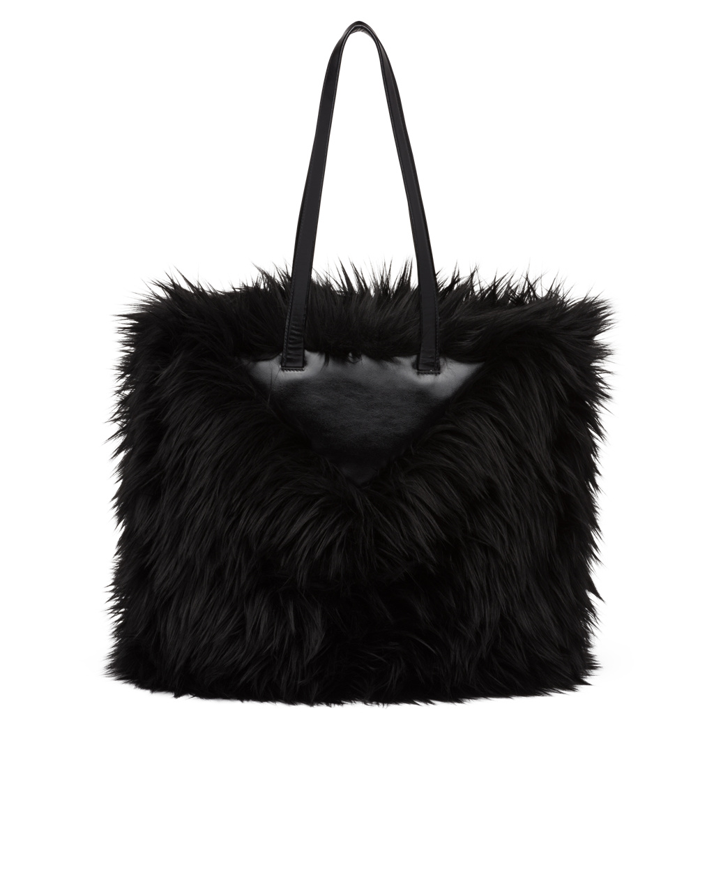 Prada Faux Fur Fabric Tote Bag Negras | 27619-RXWB