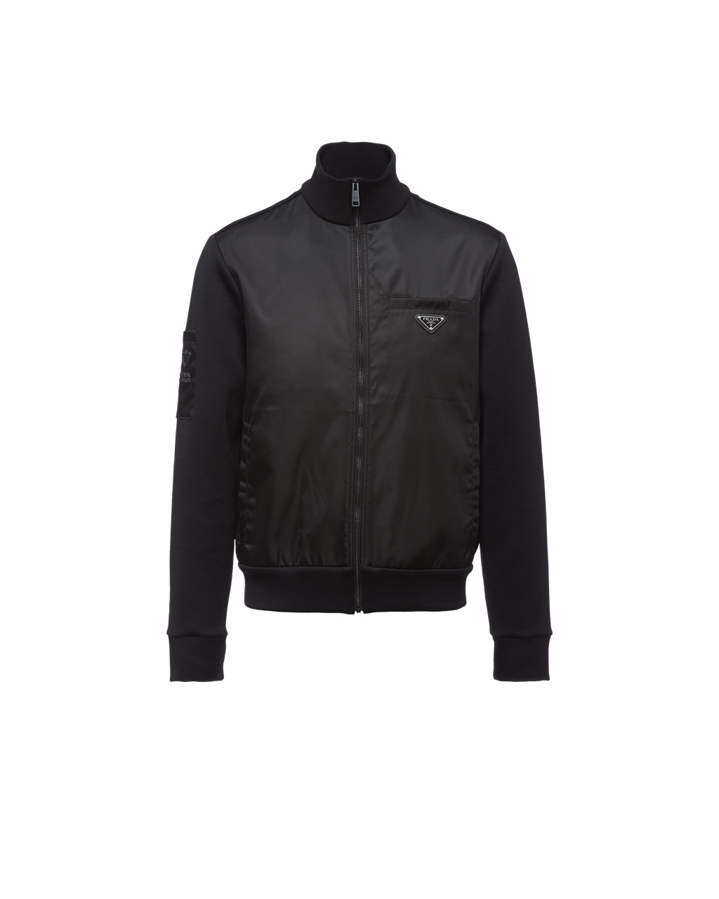 Prada Fleece Jacket With Nylon Details Negras Negras | 79234-TZXQ