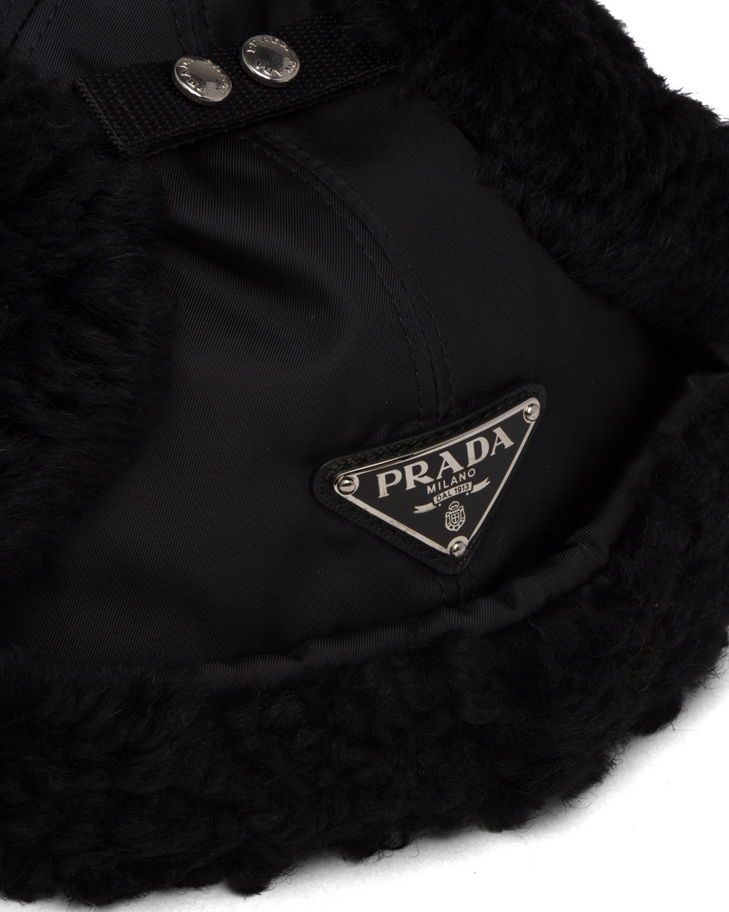 Prada Fur-trimmed Nylon Hat Negras | 03164-SPRQ