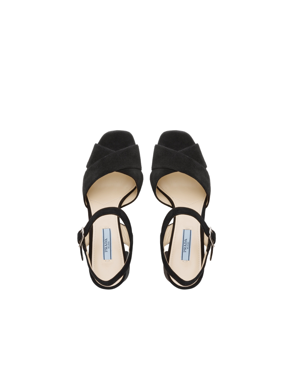 Prada Gamuza Plataforma Sandals Negras | 56784-CERG