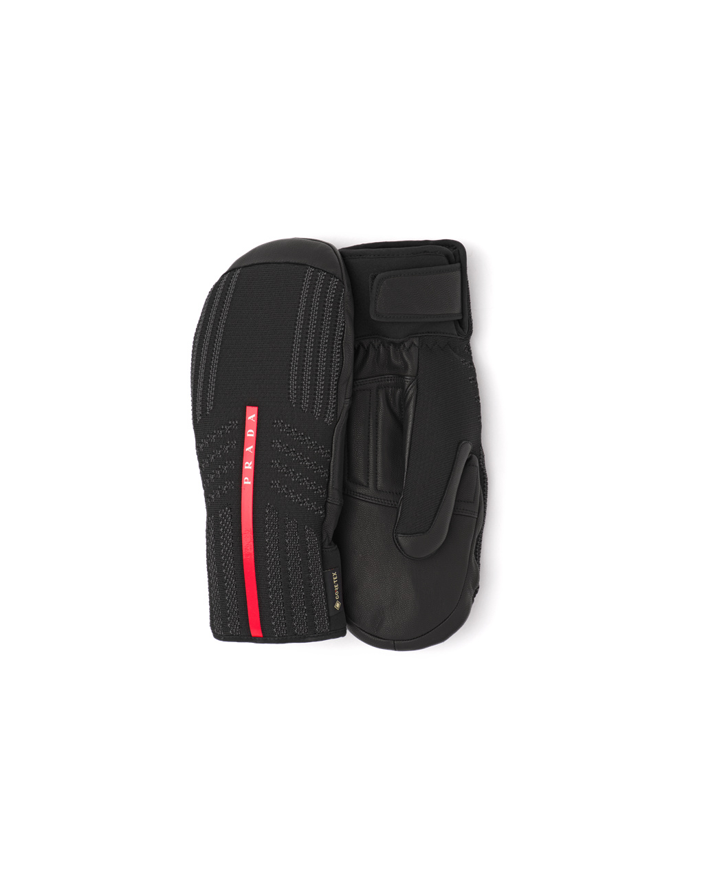 Prada Gore-tex, Cuero And Knit Ski Mittens Negras | 53960-BRCM