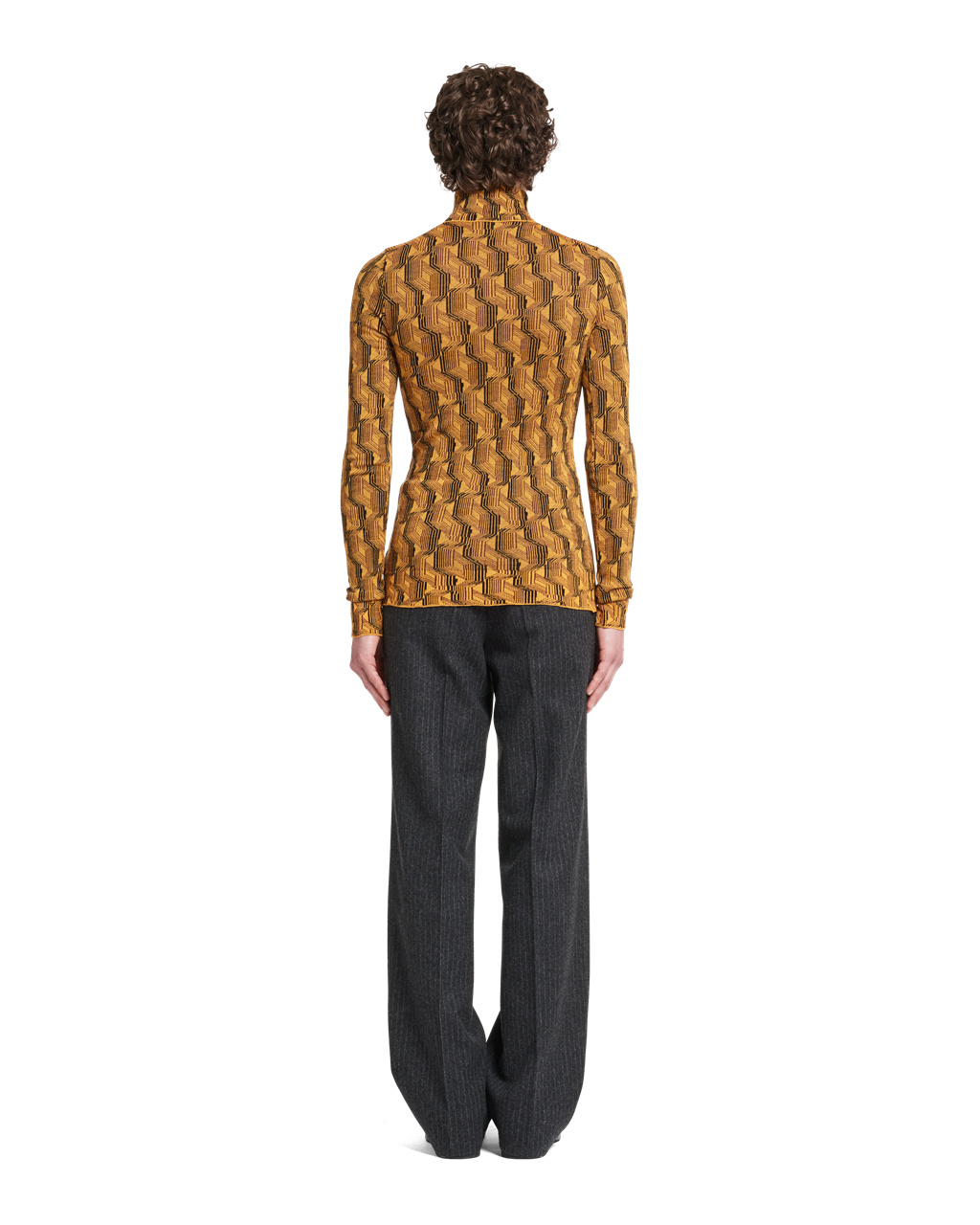 Prada Jacquard Superfine Wool Turtleneck Sueter Amarillo | 86042-PKOQ