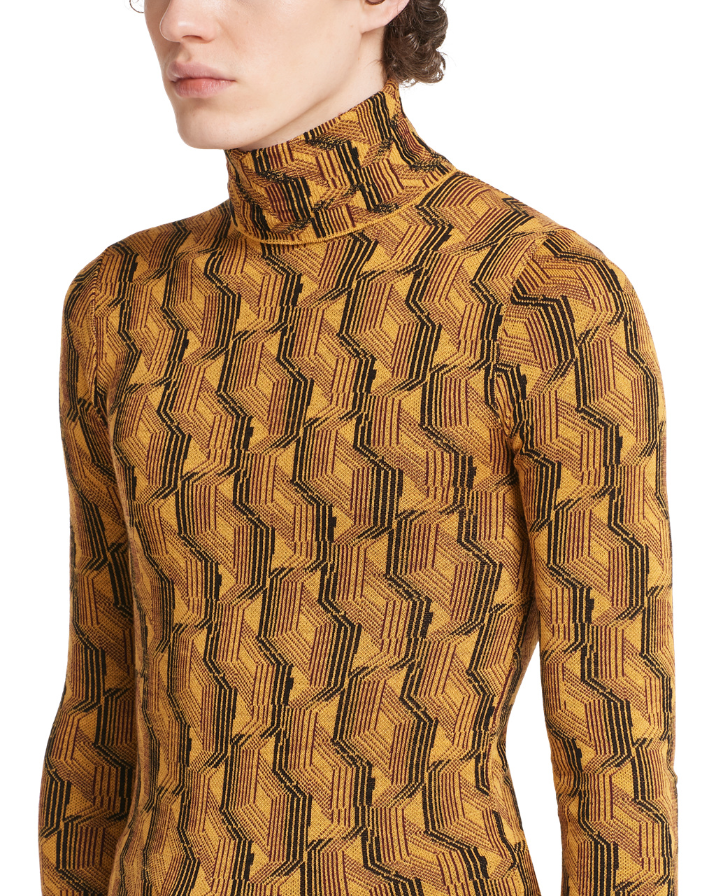 Prada Jacquard Superfine Wool Turtleneck Sueter Amarillo | 86042-PKOQ