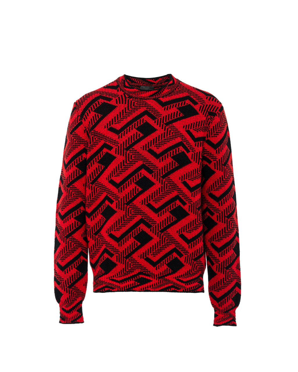 Prada Jacquard Wool And Cashmere Crew-neck Sueter Negras Rojas | 57148-BTIA