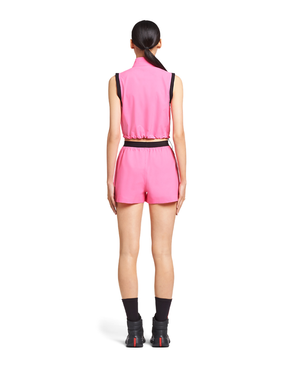 Prada Light Bi-stretch Cropped Vest Rosas | 92731-QBKU