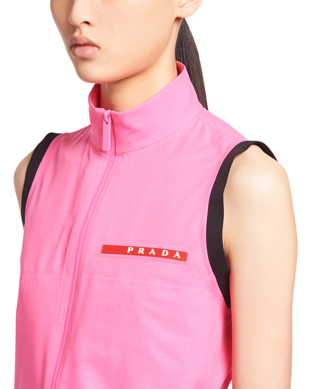 Prada Light Bi-stretch Cropped Vest Rosas | 92731-QBKU