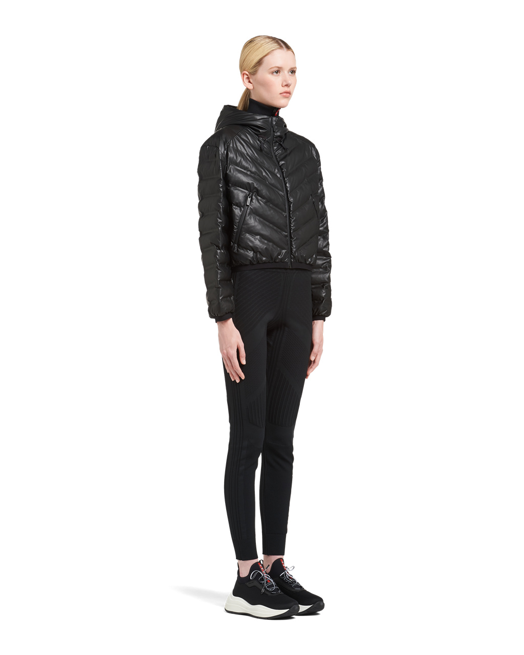 Prada Light Nylon Encapuchado Puffer Jacket Negras | 14780-BKIE