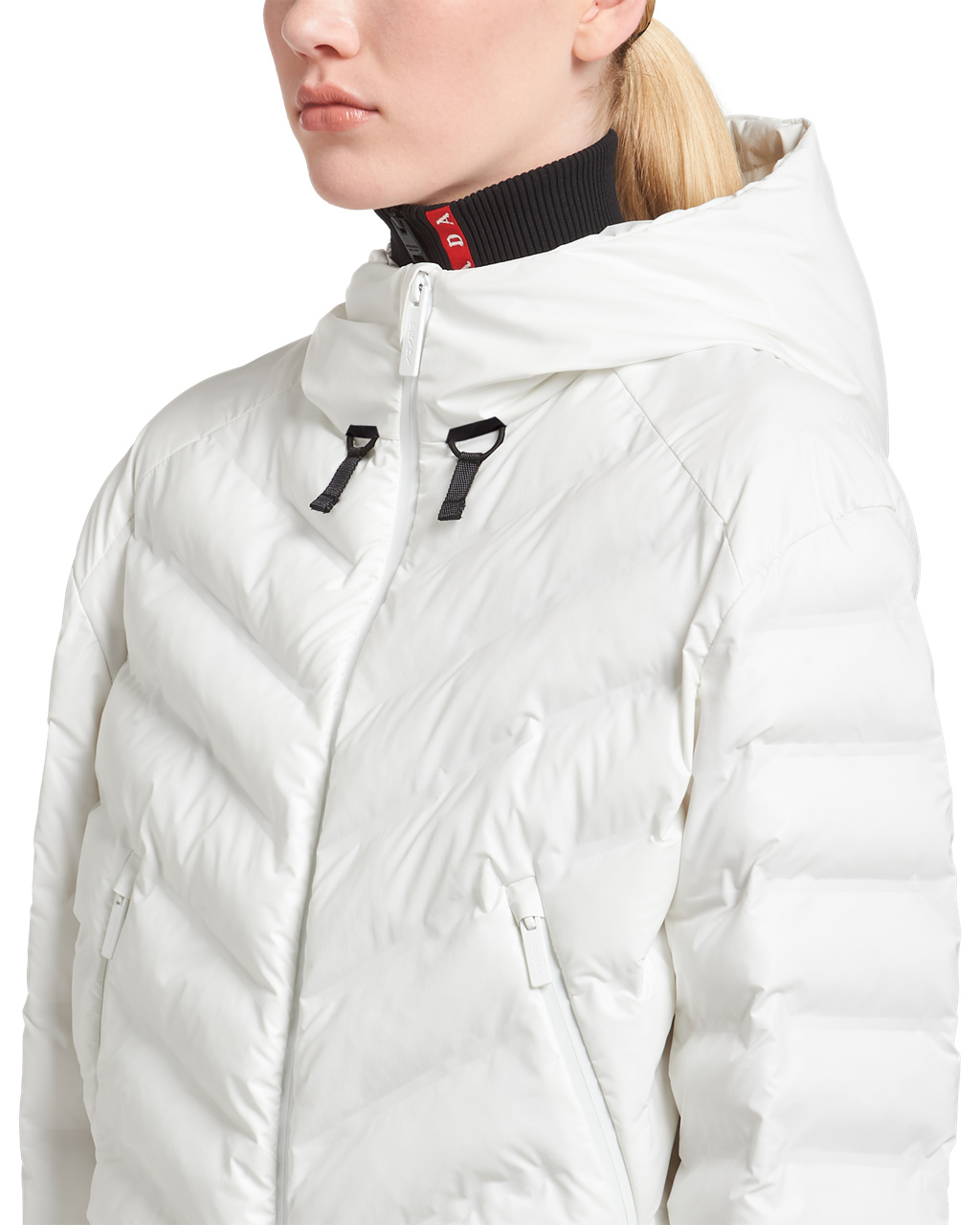 Prada Light Nylon Encapuchado Puffer Jacket Blancas | 50213-PONH