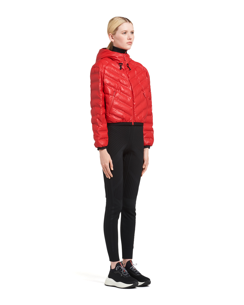 Prada Light Nylon Encapuchado Puffer Jacket Rojas | 89325-LYJD