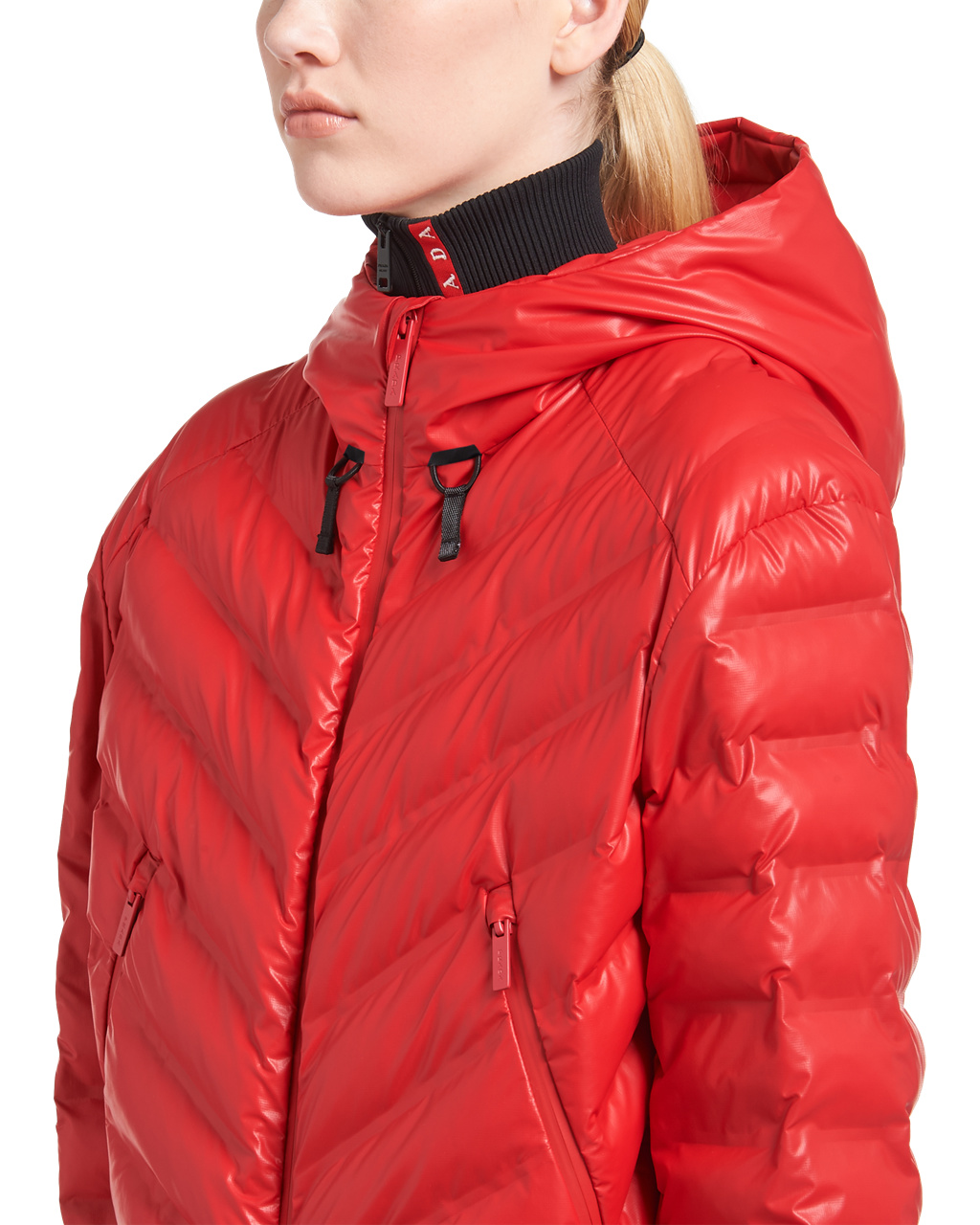 Prada Light Nylon Encapuchado Puffer Jacket Rojas | 89325-LYJD