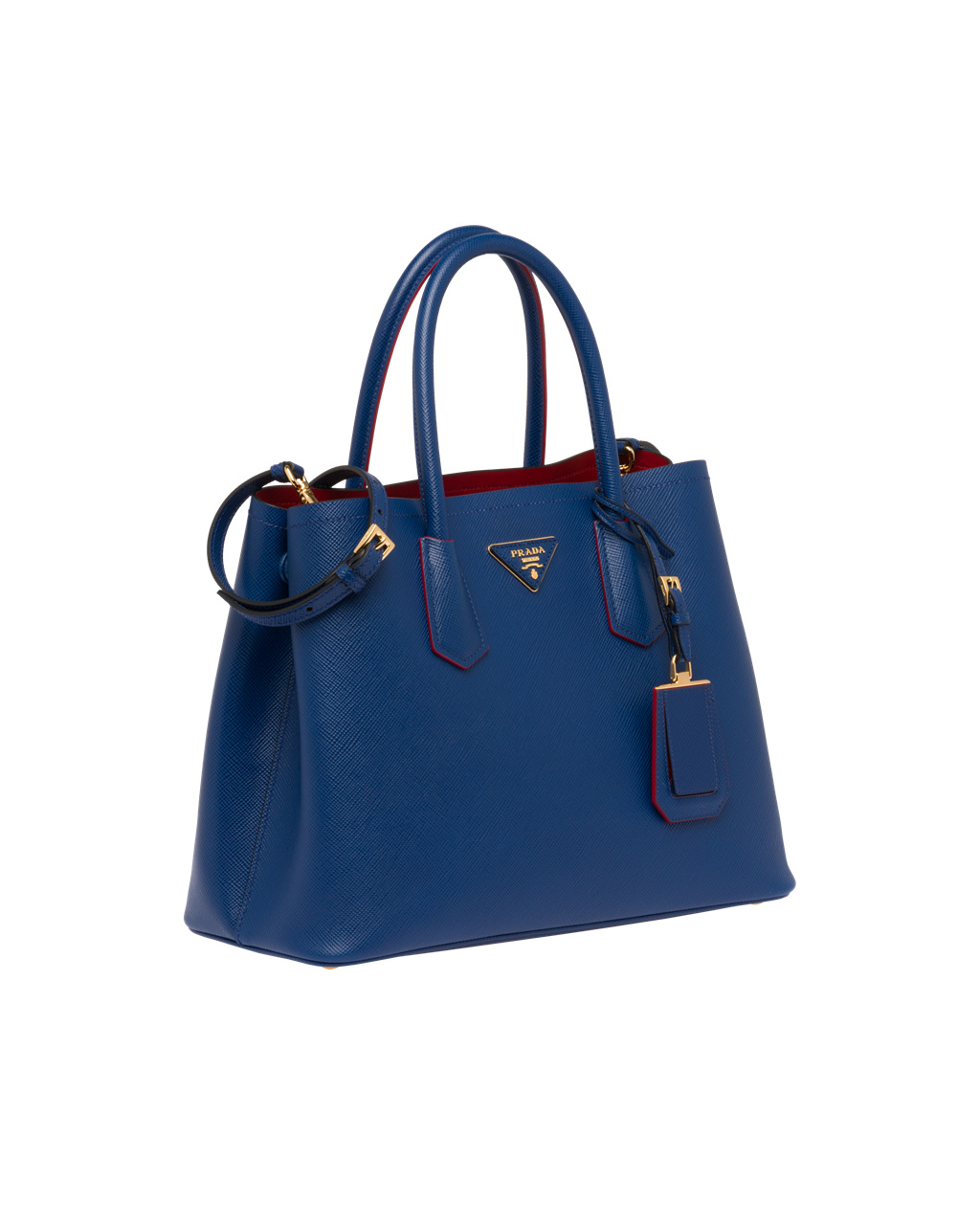 Prada Medium Saffiano Cuero Double Prada Bag Azules Rojas | 71850-VUJQ