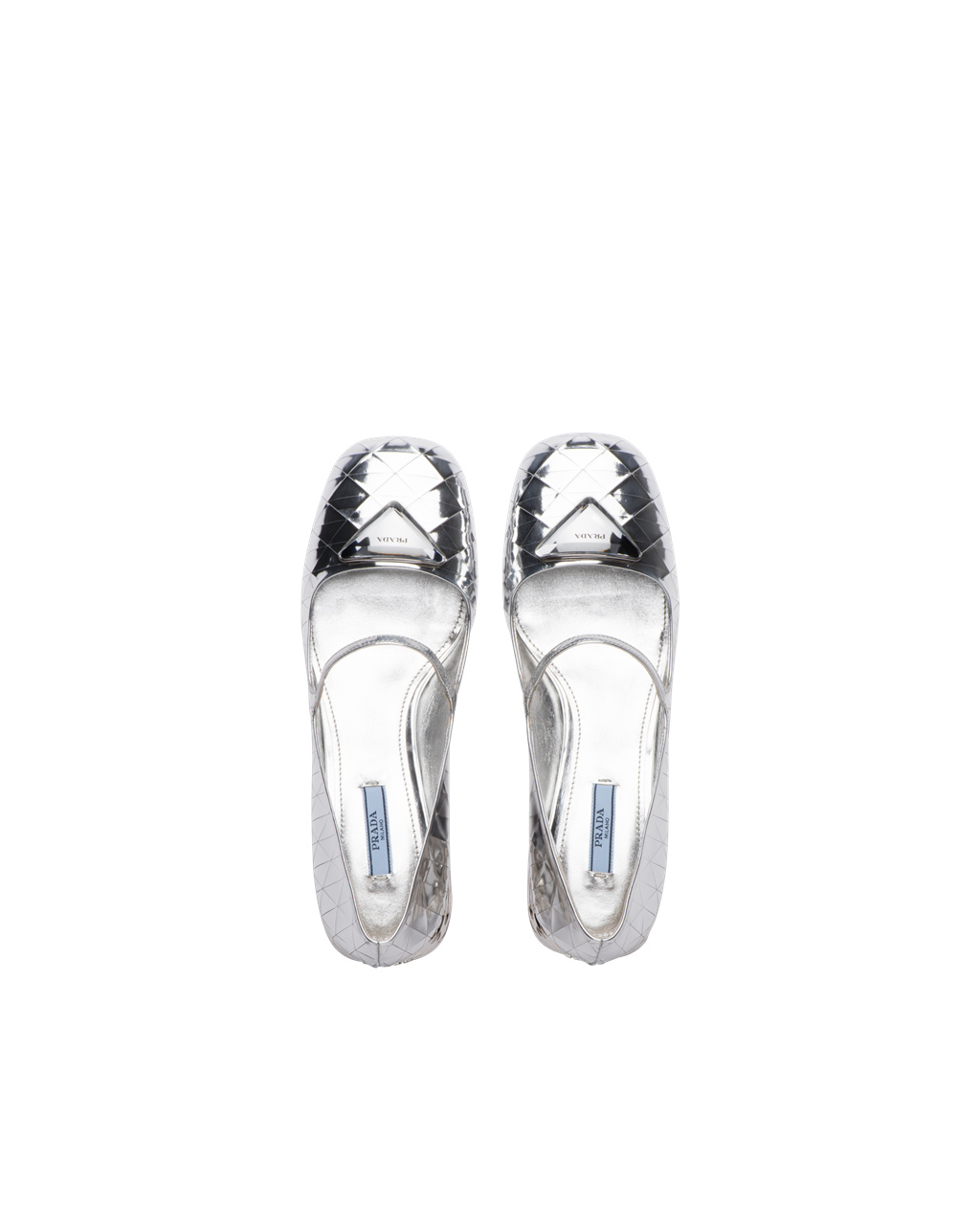 Prada Metallic Cuero Pumps Plateadas | 28794-SXOE