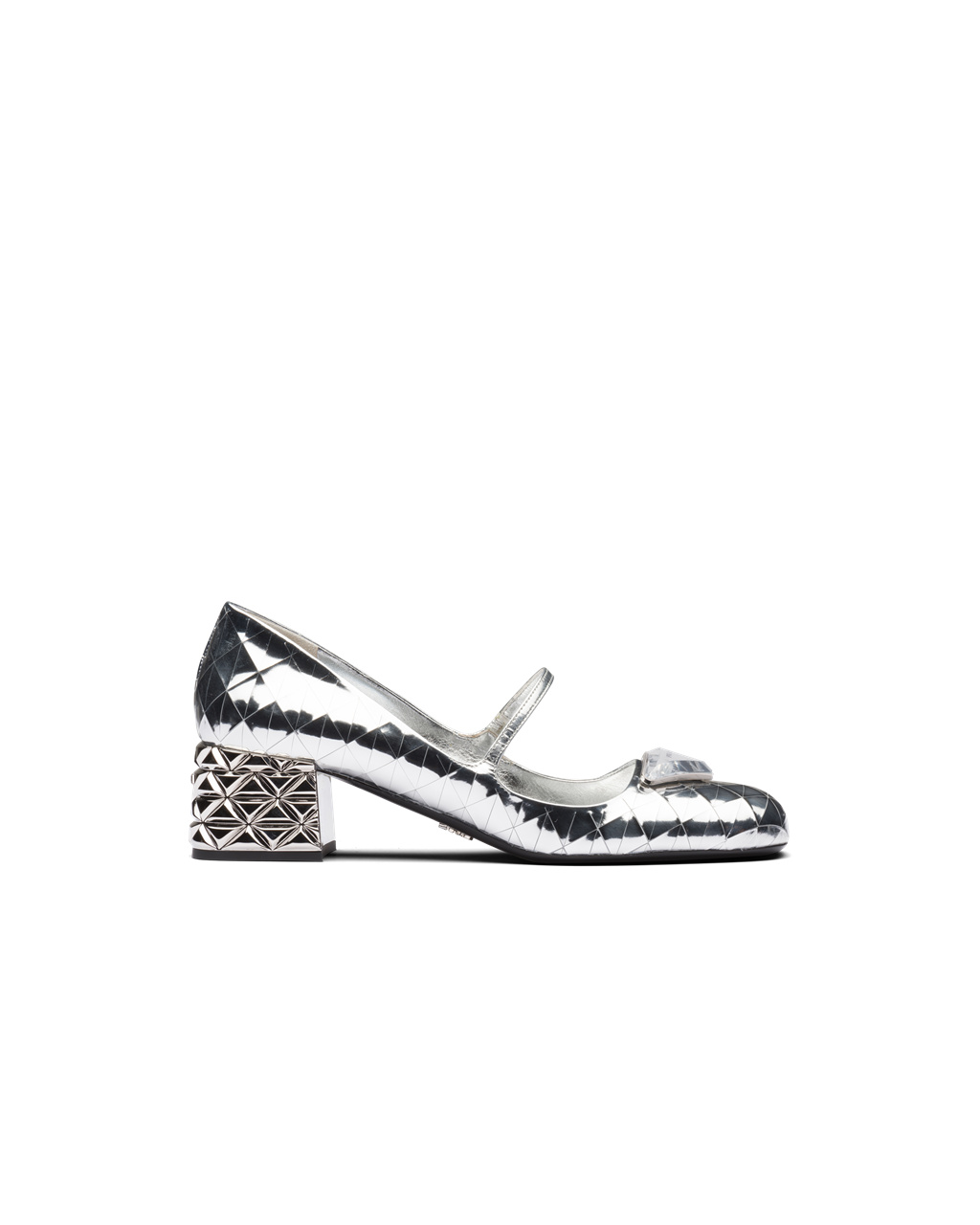 Prada Metallic Cuero Pumps Plateadas | 28794-SXOE