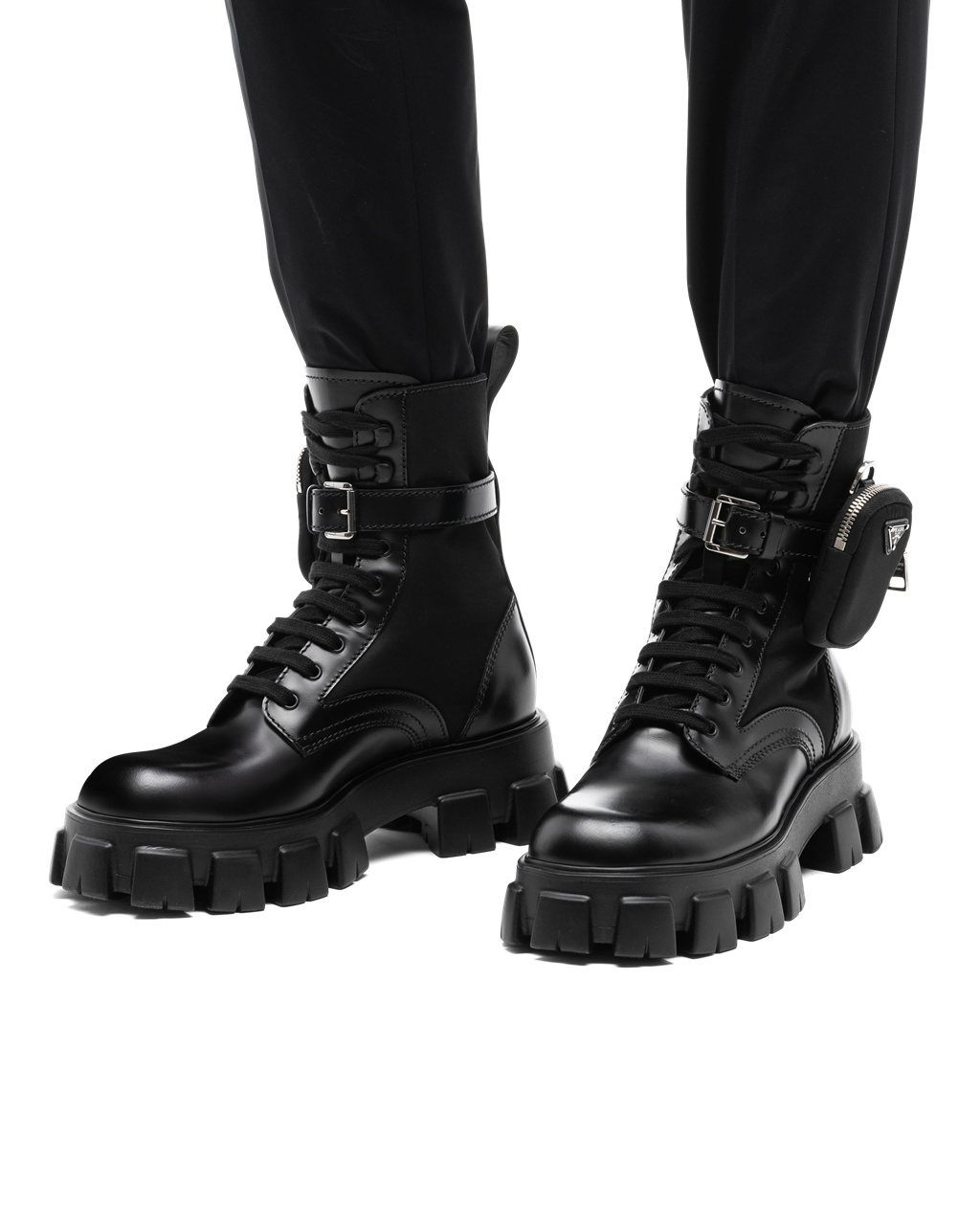 Prada Monolith Brushed Cuero And Nylon Boots Negras | 56209-CEUD