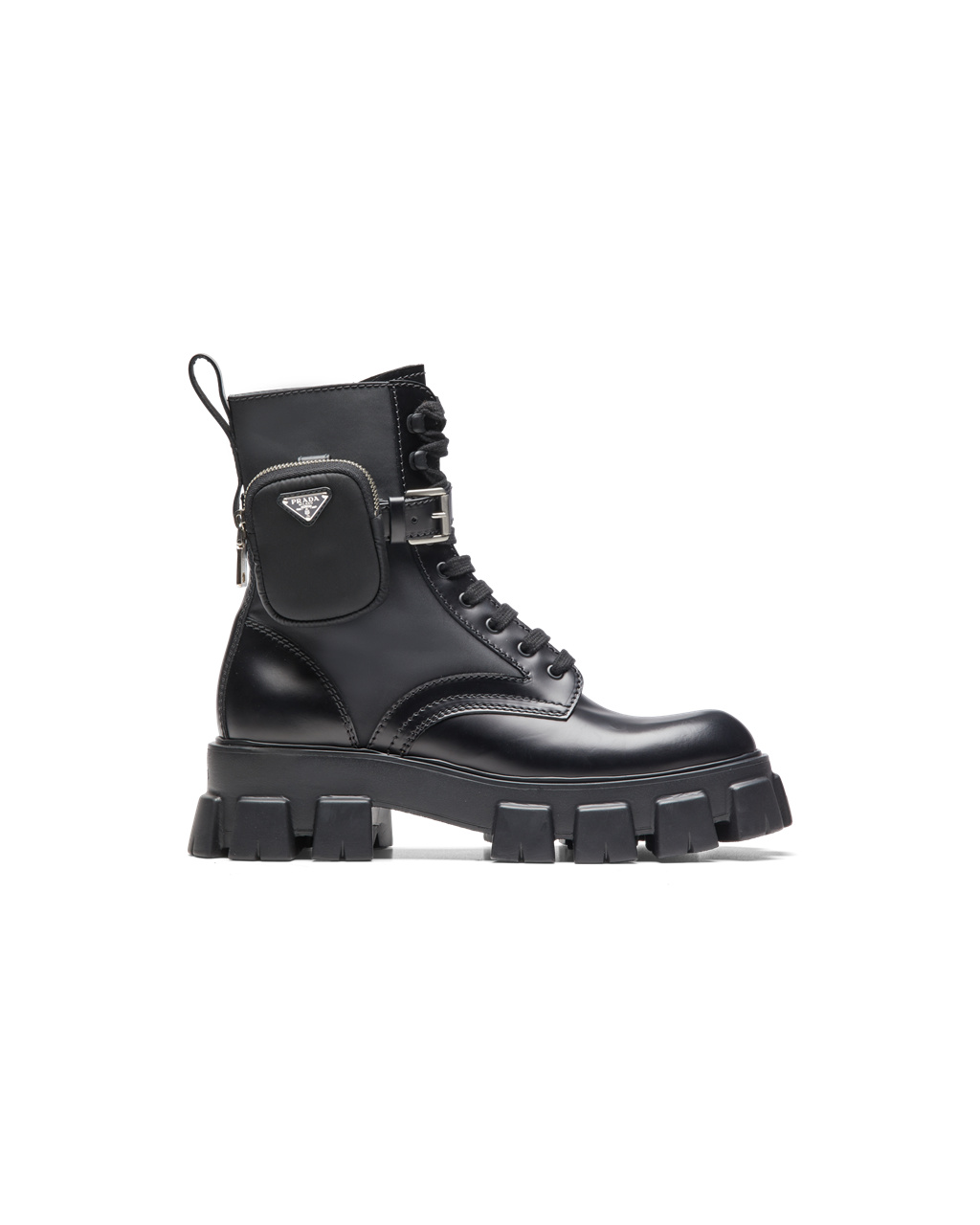 Prada Monolith Brushed Cuero And Nylon Boots Negras | 93027-BURO