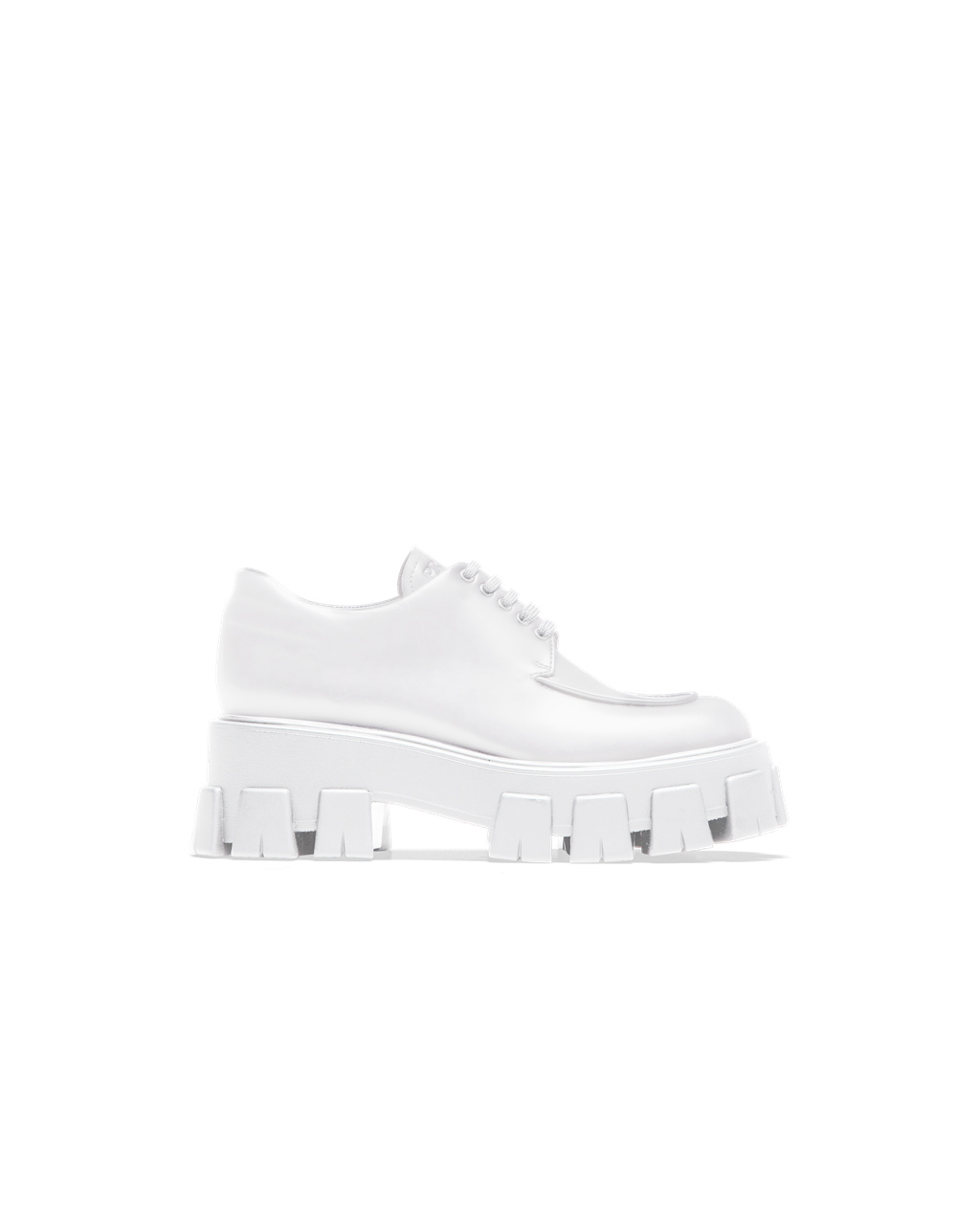 Prada Monolith Brushed Cuero Encaje-up Shoes Blancas | 15892-NUZY