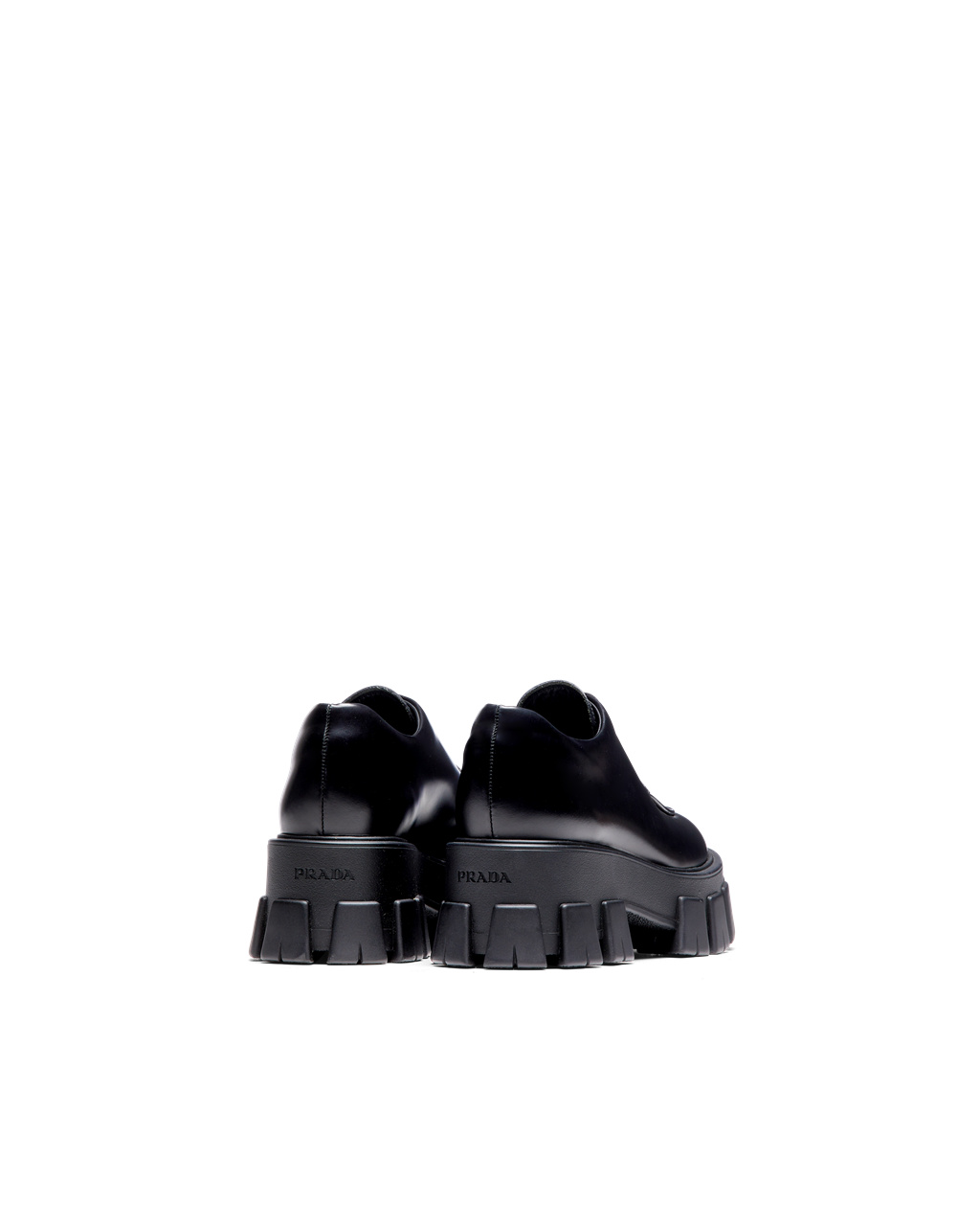 Prada Monolith Brushed Cuero Encaje-up Shoes Negras | 41235-YNOR