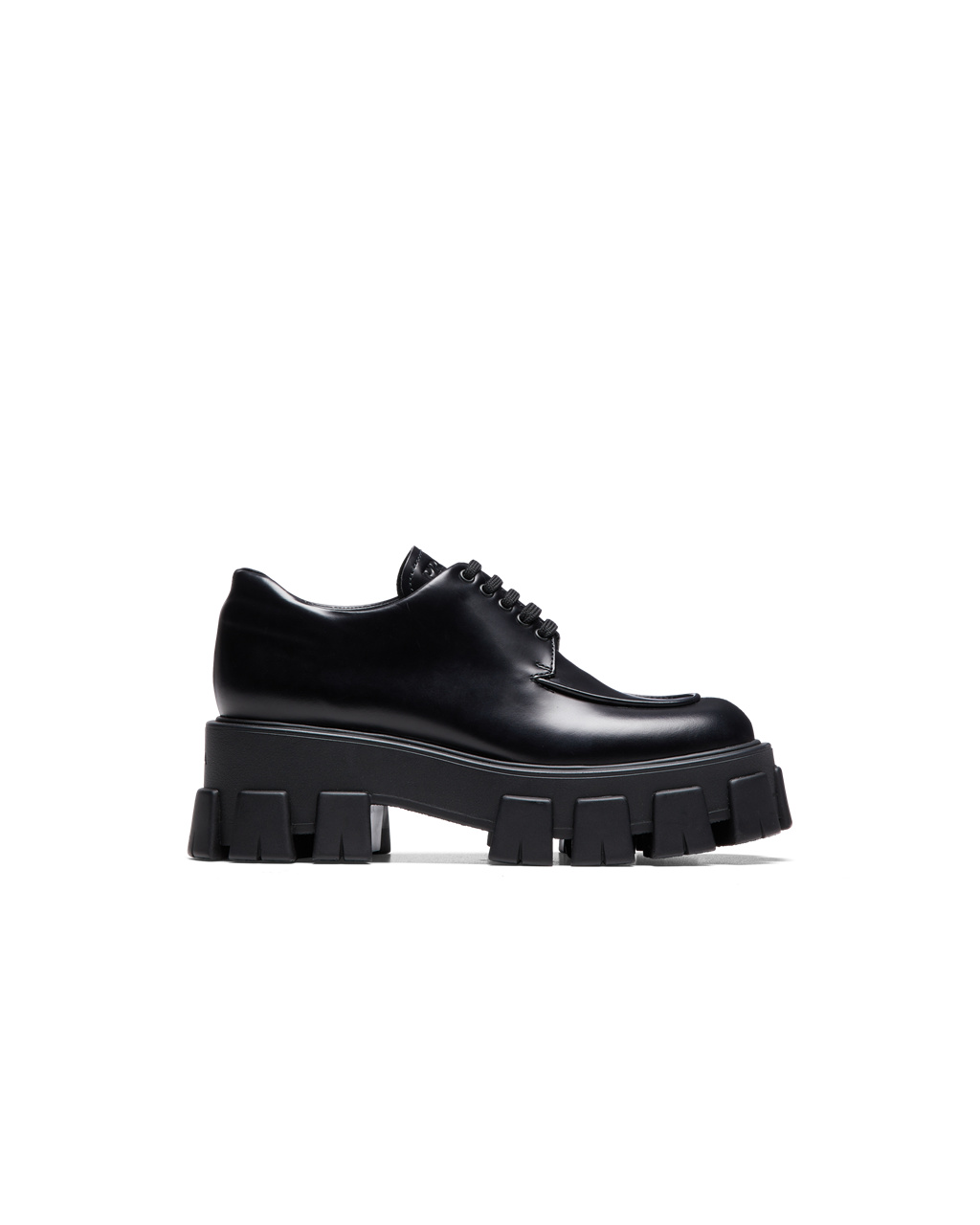 Prada Monolith Brushed Cuero Encaje-up Shoes Negras | 41235-YNOR