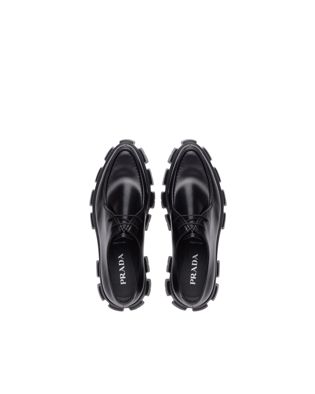 Prada Monolith Brushed Cuero Encaje-up Shoes Negras | 63819-KALS