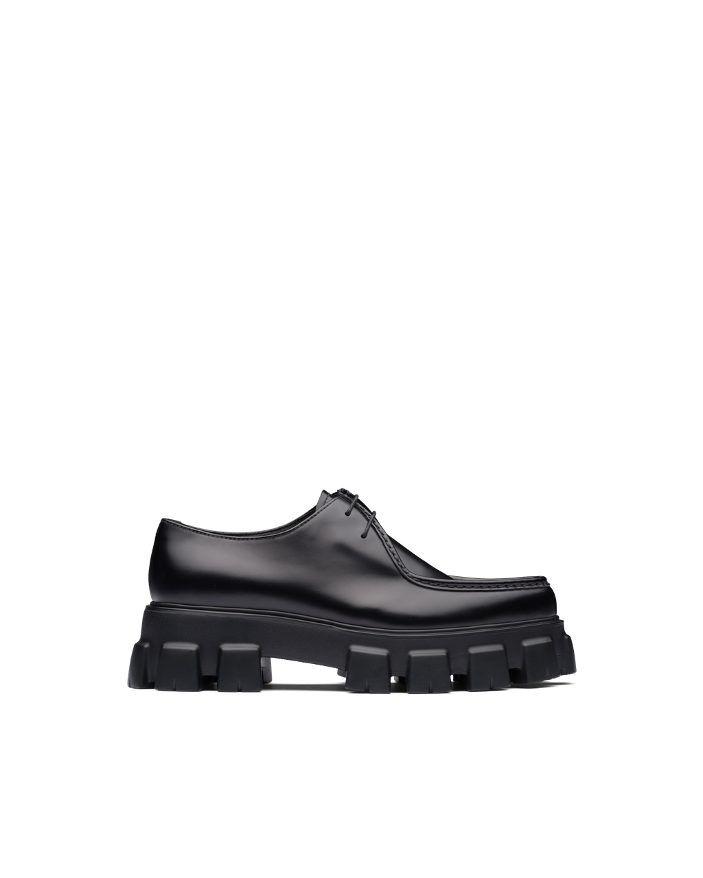 Prada Monolith Brushed Cuero Encaje-up Shoes Negras | 63819-KALS