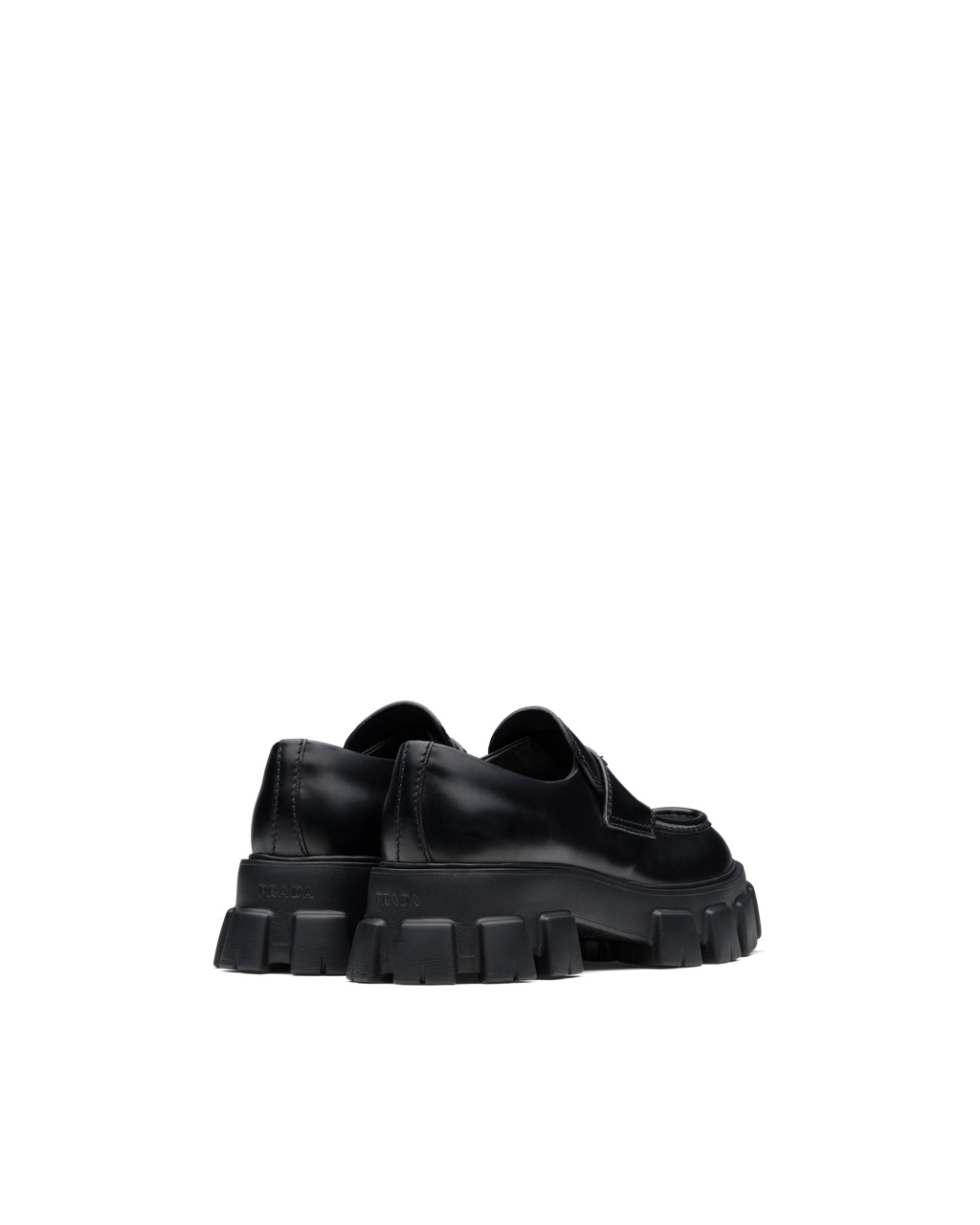 Prada Monolith Brushed Cuero Loafers Negras | 01639-BYFE