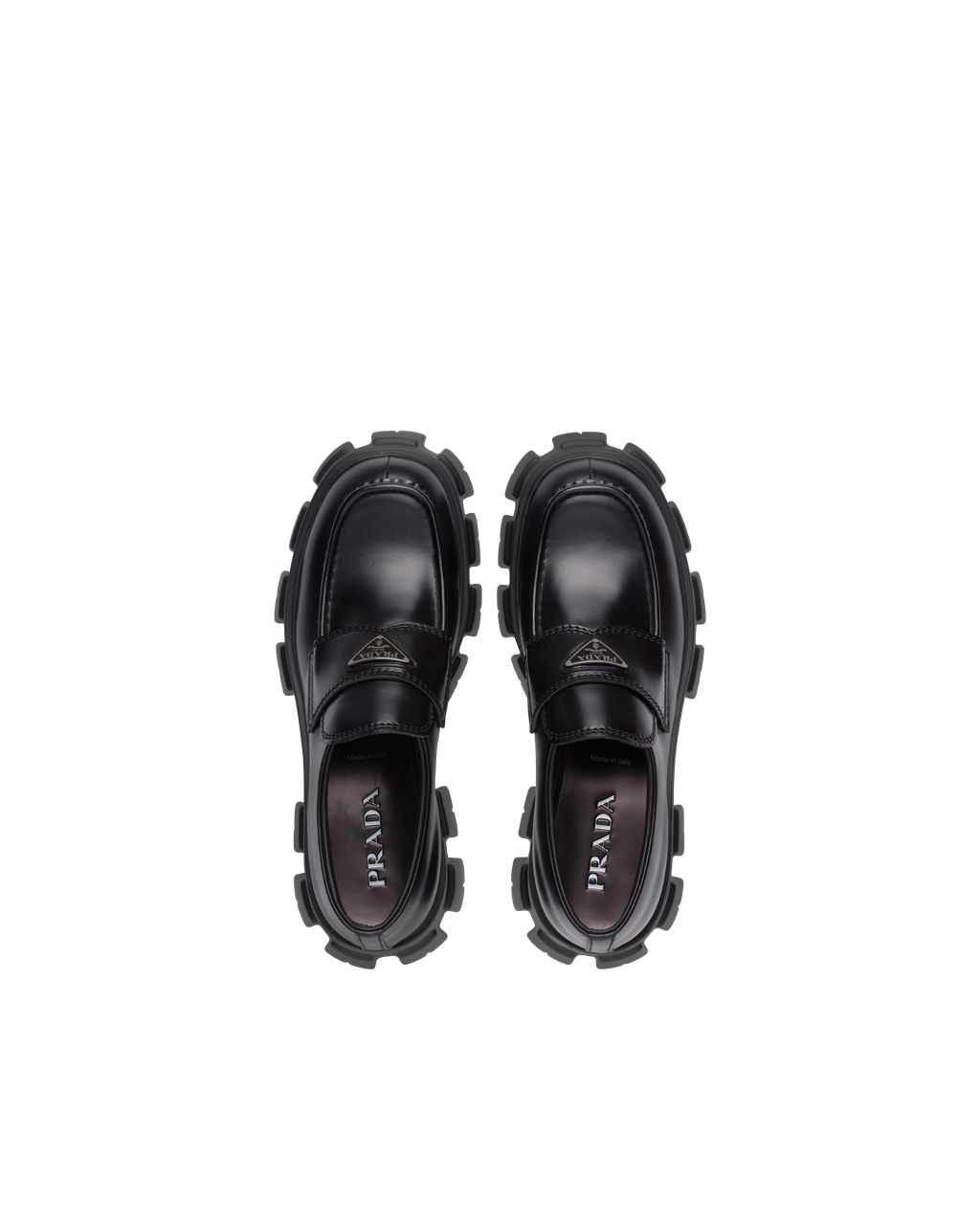 Prada Monolith Brushed Cuero Loafers Negras | 01639-BYFE