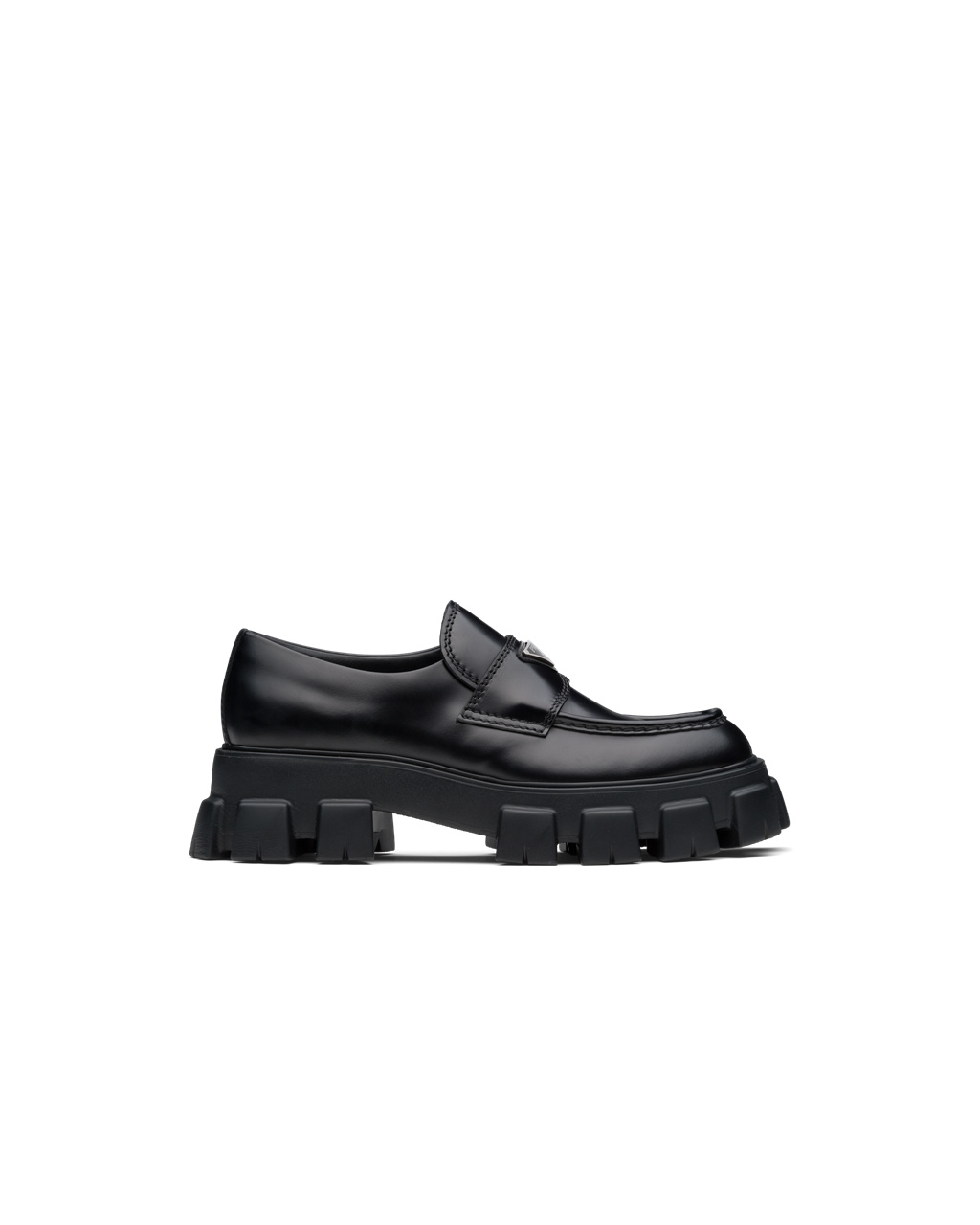 Prada Monolith Brushed Cuero Loafers Negras | 01639-BYFE