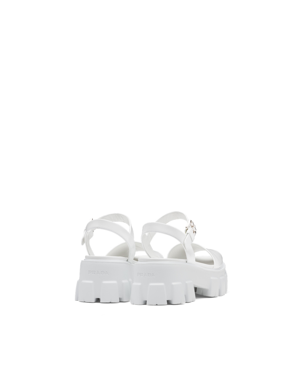 Prada Monolith Brushed Cuero Sandals Blancas | 01682-QIDU