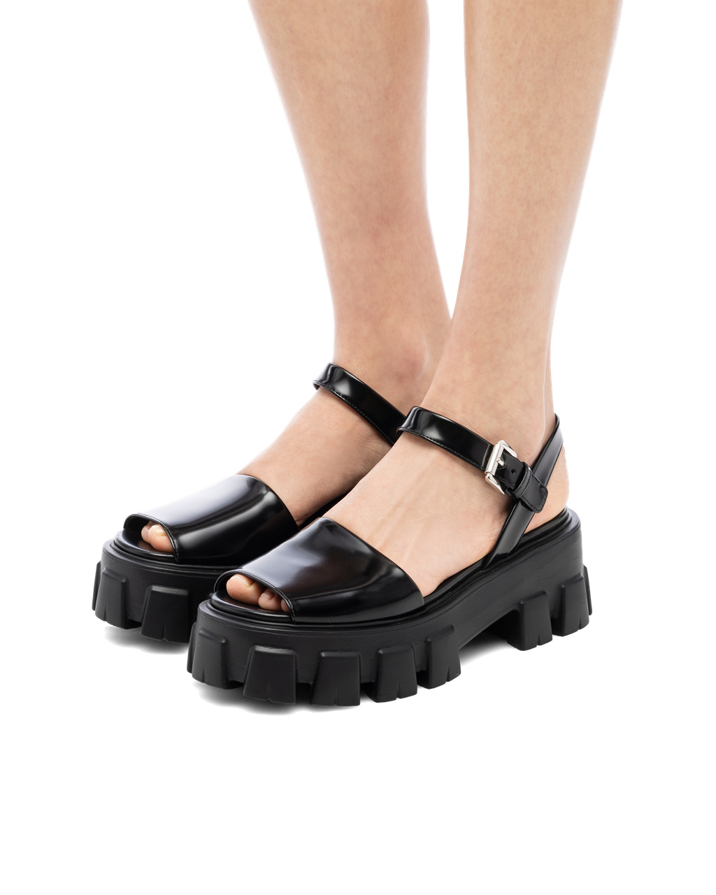 Prada Monolith Brushed Cuero Sandals Negras | 58631-KZGC