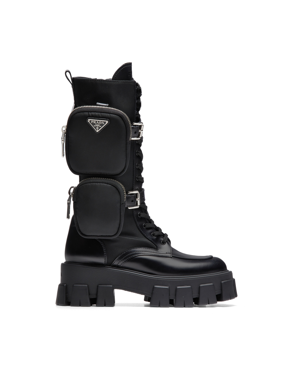 Prada Monolith Brushed Rois Cuero And Nylon Boots Negras | 24809-IGHE