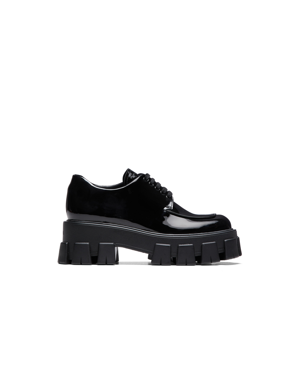 Prada Monolith Charol Cuero Encaje-up Shoes Negras | 07694-UELV