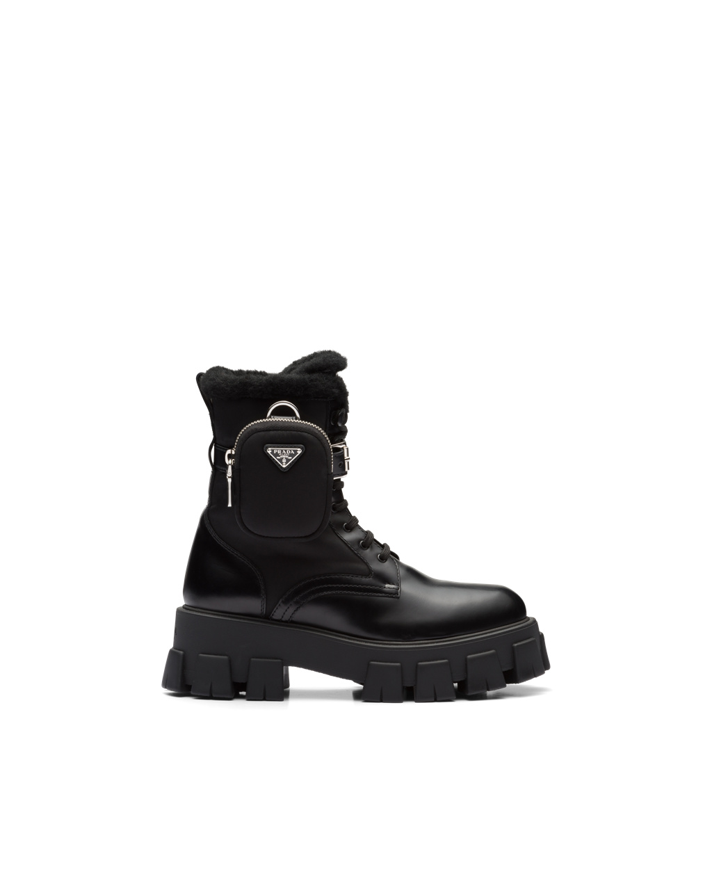 Prada Monolith Cuero And Nylon Ciclismo Boots Negras | 06753-KFHD