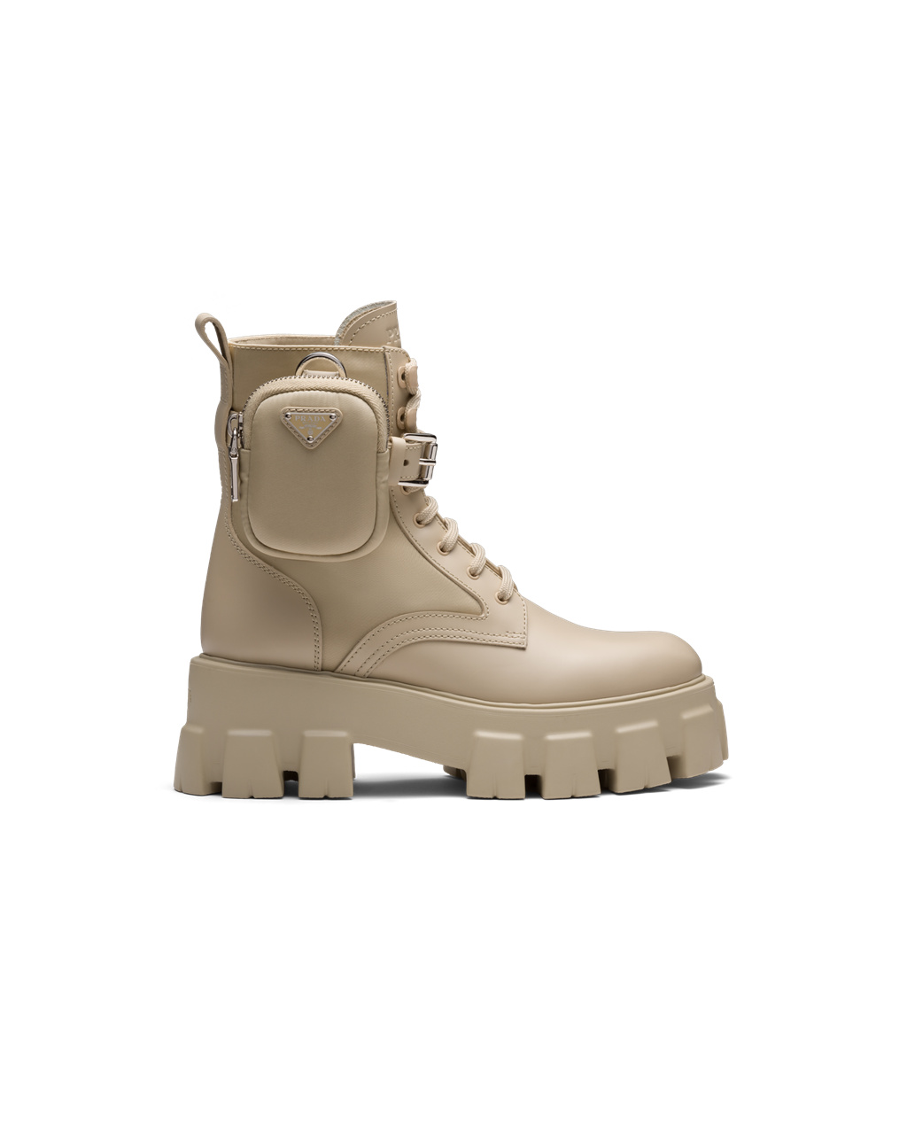 Prada Monolith Cuero And Nylon Fabric Boots Beige | 74032-XTOW