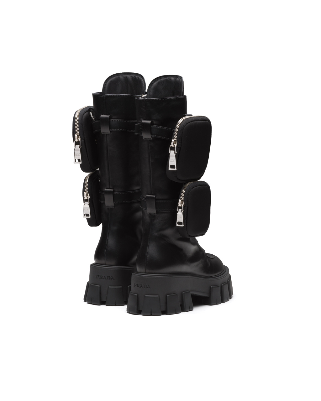 Prada Monolith Cuero Boots Negras | 79103-DKMV