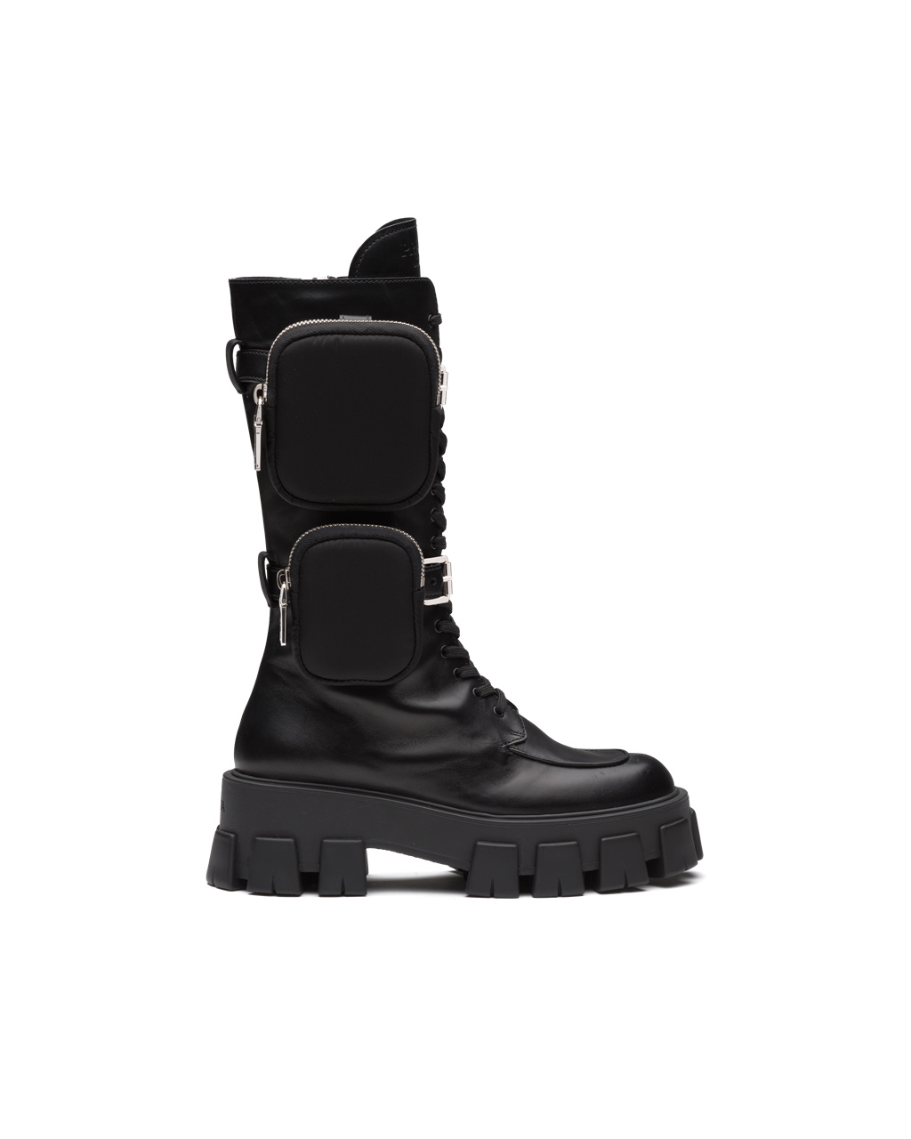 Prada Monolith Cuero Boots Negras | 79103-DKMV