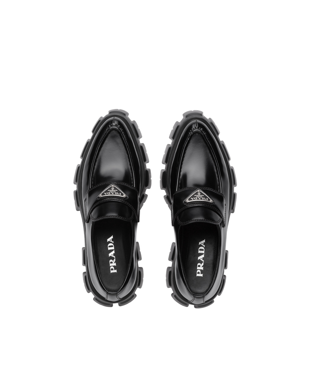 Prada Monolith Pointy Brushed Cuero Loafers Negras | 12873-LGUT