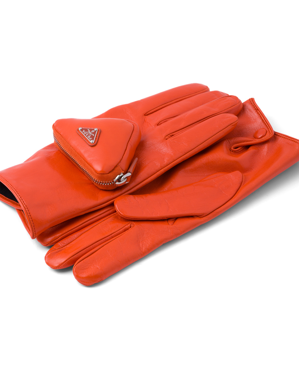 Prada Napa Cuero Gloves Naranjas | 17453-SDQM