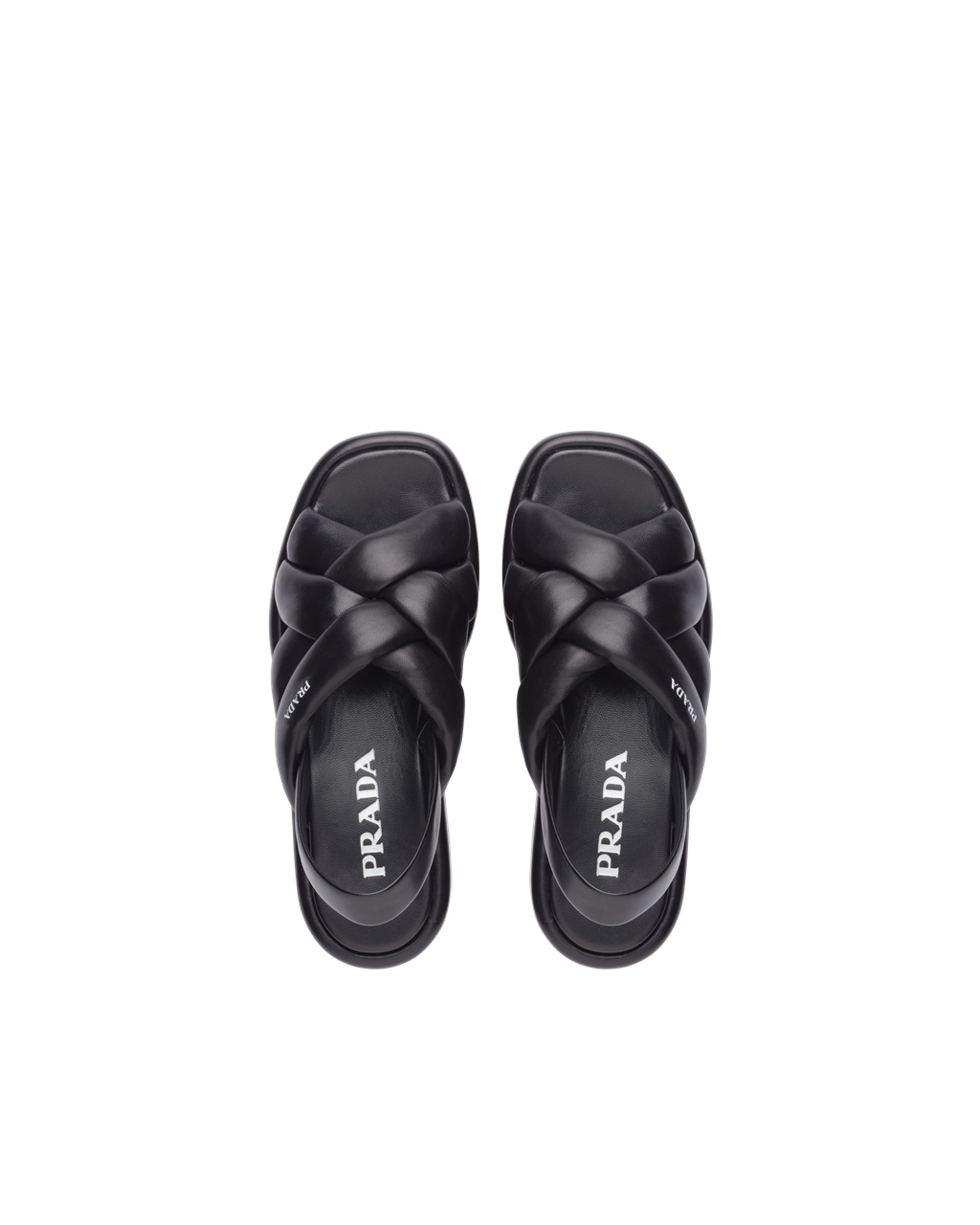 Prada Nappa Cuero Flatform Sandals Negras | 03856-XTCD