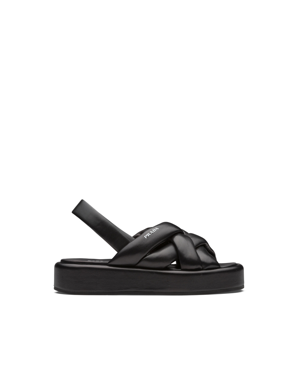 Prada Nappa Cuero Flatform Sandals Negras | 03856-XTCD