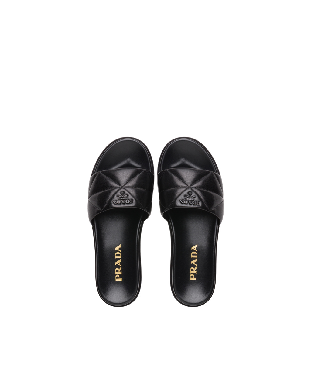 Prada Nappa Cuero Slides Negras | 92146-FGJB