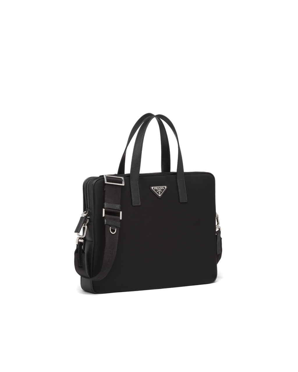 Prada Nylon And Saffiano Cuero Trabajo Bag Negras | 65019-HZGN