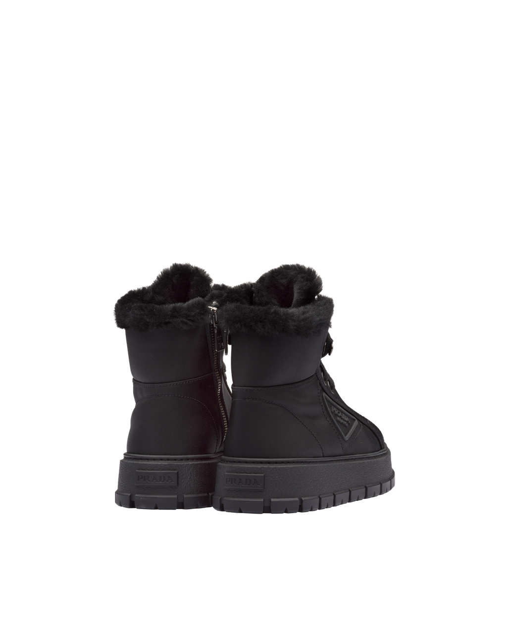 Prada Nylon Gabardine Encaje-up Booties Negras | 40827-DMEP