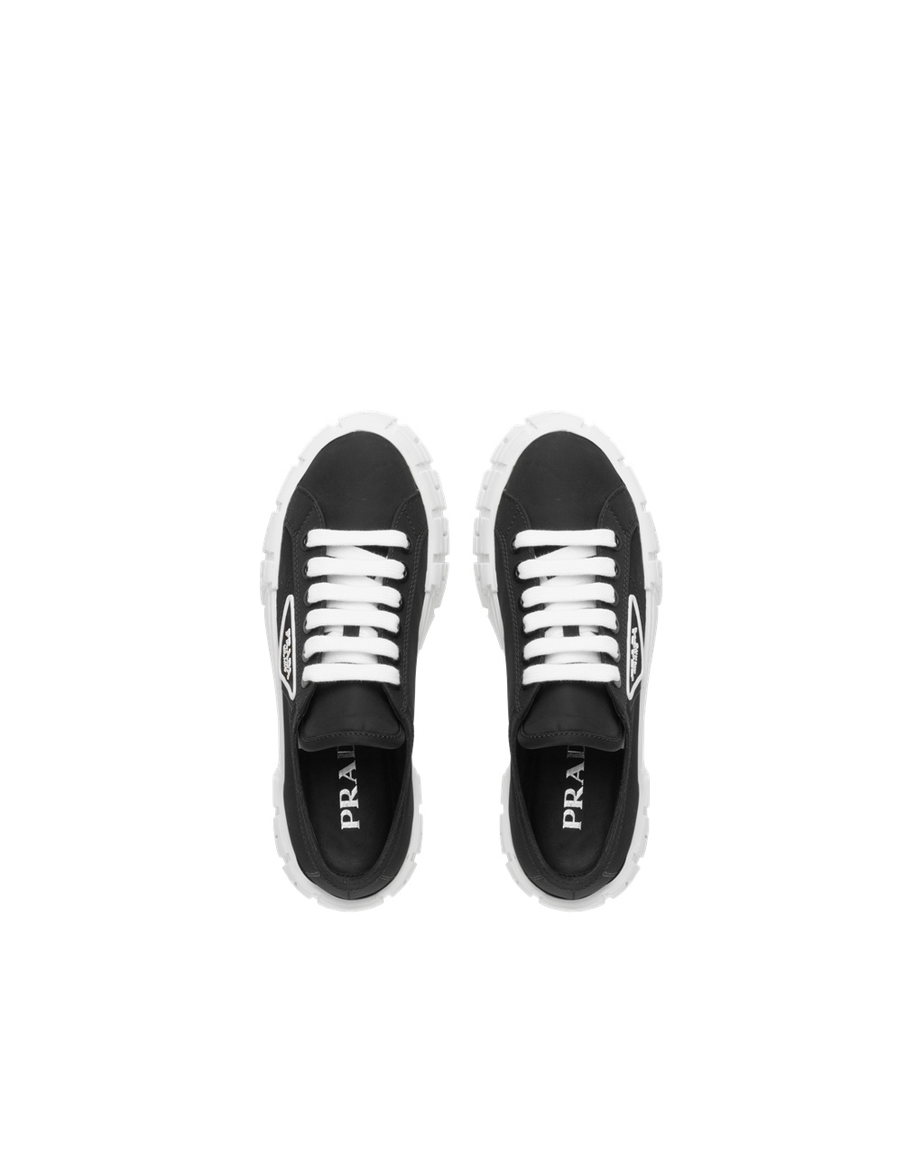 Prada Nylon Gabardine Sneakers Negras Blancas | 17203-RUCA