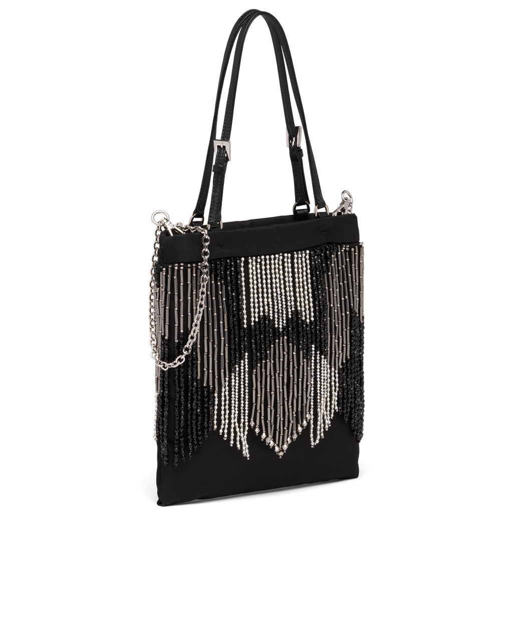 Prada Nylon Handbag With Fringe Negras | 72365-SAFD