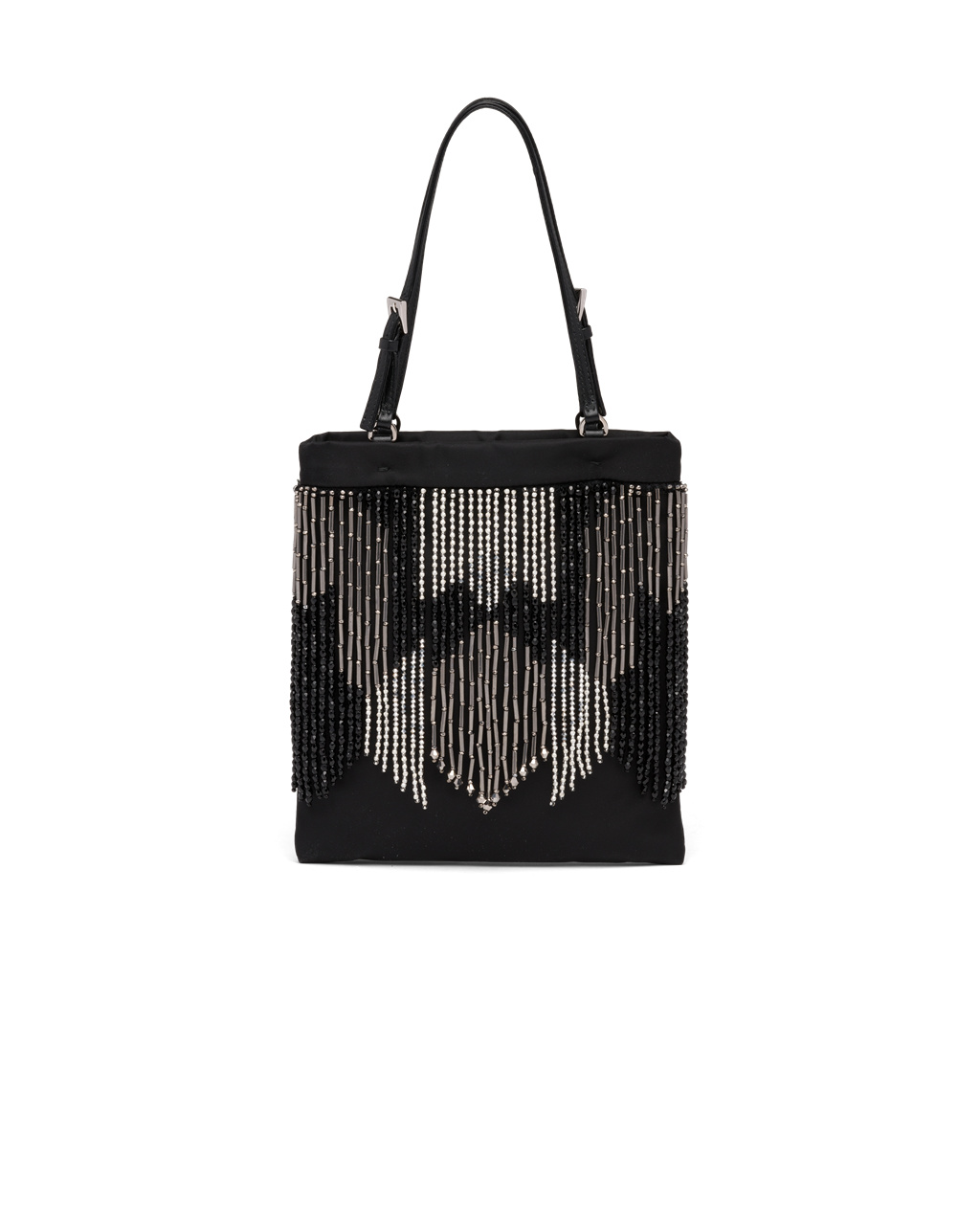 Prada Nylon Handbag With Fringe Negras | 72365-SAFD