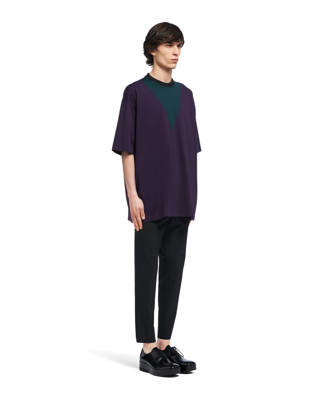 Prada Oversized Algodon T-shirt Blackberry | 46871-JOFN